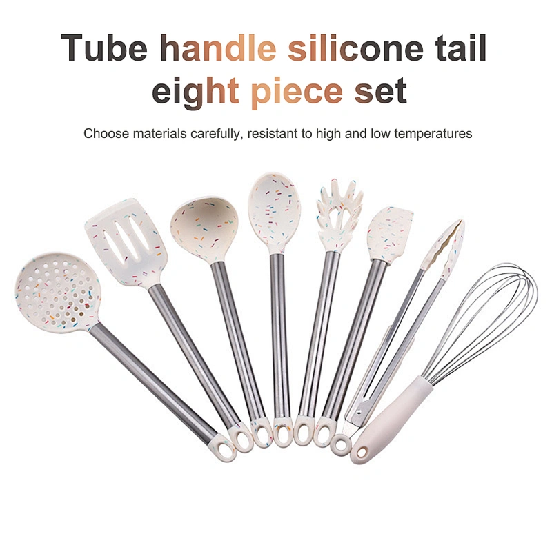 Silicone Kitchenware Cooking Utensils Set Non-stick Cookware Spatula Silicone Kitchen Utensil set with Stainless Steel Handle