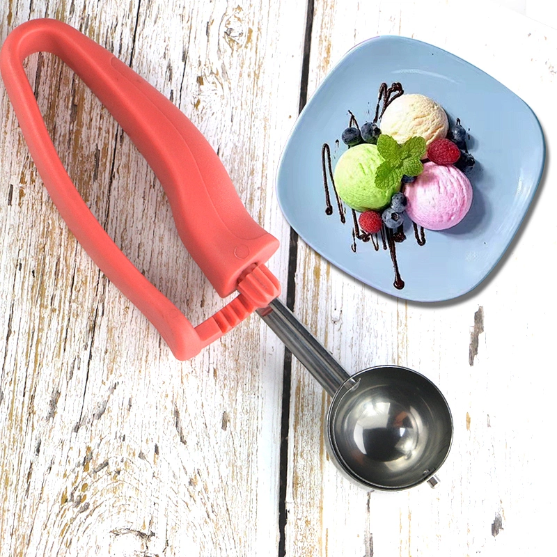 Kitchen Accessories Stainless Steel Ice Cream Scoop Fruit Ball Scoop Watermelon Ball Cookie Trigger Scoop