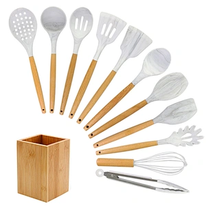 amazon top seller 12 Piece silicone kitchen accessories cooking utensils set marble cookware cozinha silicone kitchen utensils
