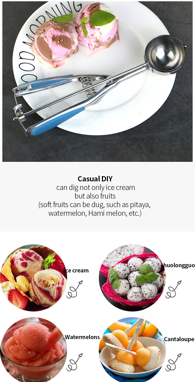 Amazon hot sales eco-friendly Fruit Ball Scoop Kitchen Accessories stainless steel ice cream scoop