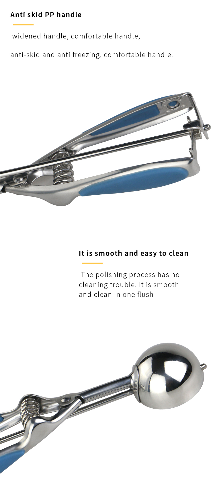 Amazon hot sales eco-friendly Fruit Ball Scoop Kitchen Accessories stainless steel ice cream scoop