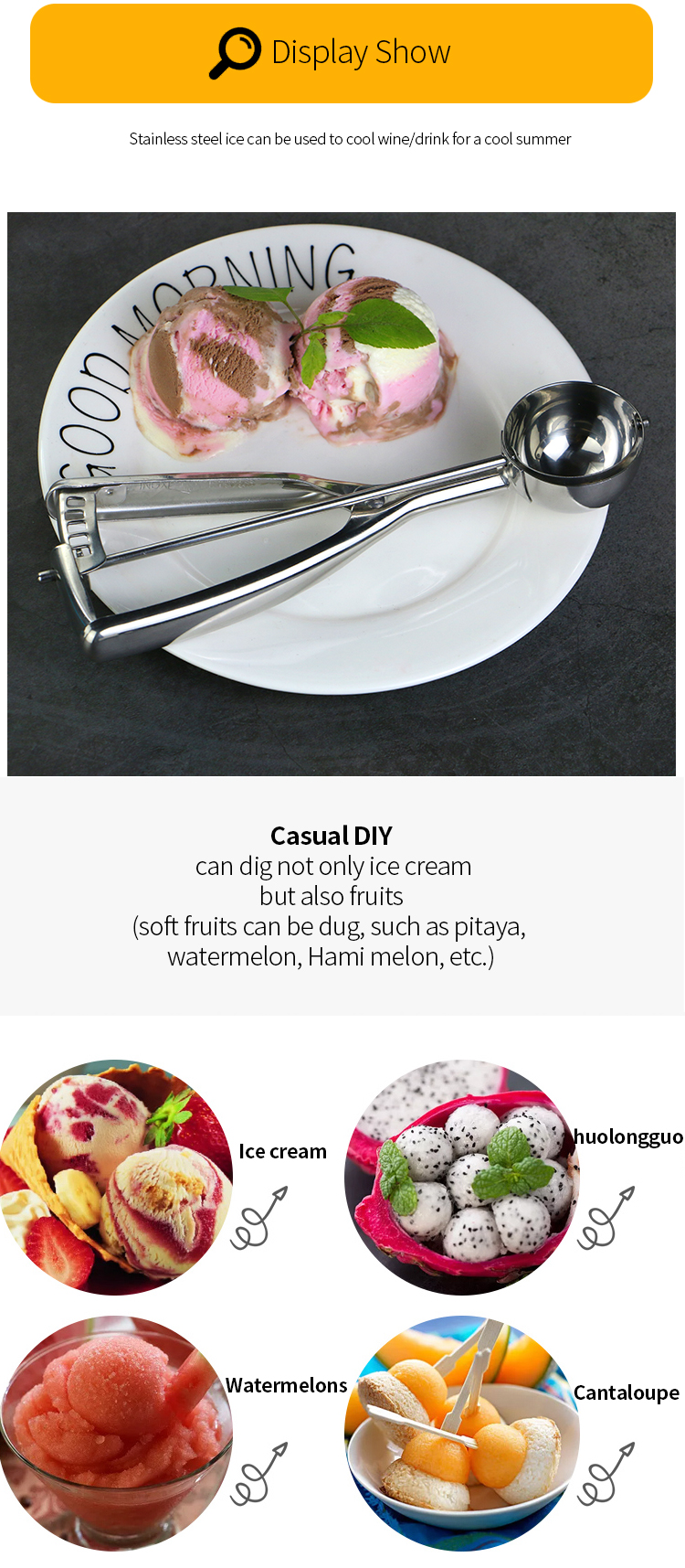 stainless steel ice cream spoon