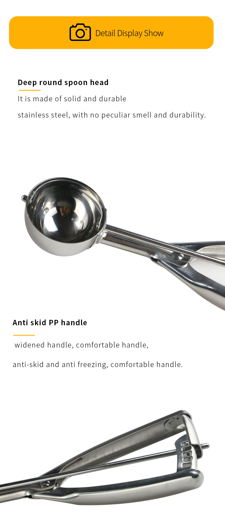 stainless steel ice cream spoon