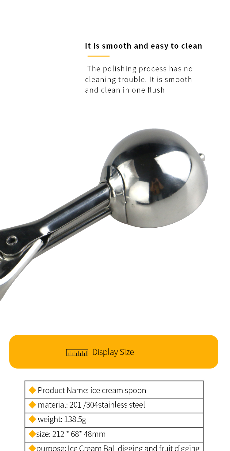 stainless steel ice cream spoon