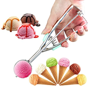 Stainless Steel Ice Cream Scoop Kitchen Accessories Multi-Function Ice Cream Spoon with Handle Ice Cream Makers