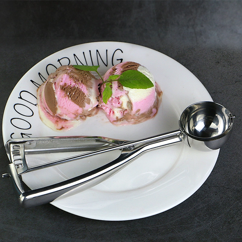 Stainless Steel Cookie Ice Cream Spoon Food Scooper with Easy Trigger Melon Fruit Baller Spoon Kitchen Ice Cream Scoop