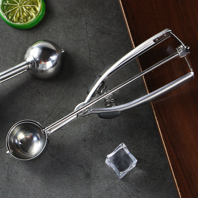 Amazon hot sell Ice Cream Scoop with Trigger Ice Cream Scooper Kitchen Tool Stainless Steel Meatball Ice cream Scoop Spoon