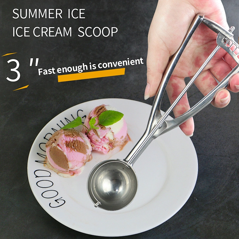 Stainless Steel Cookie Ice Cream Spoon Food Scooper with Easy Trigger Melon Fruit Baller Spoon Kitchen Ice Cream Scoop