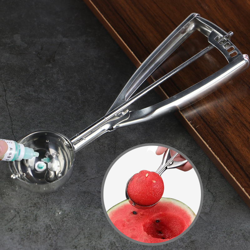 Stainless Steel Cookie Ice Cream Spoon Food Scooper with Easy Trigger Melon Fruit Baller Spoon Kitchen Ice Cream Scoop