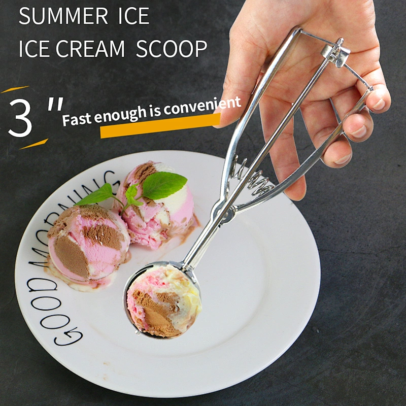 Hot Sales Ice Creem Spoon Stainless Steel Cookie Scoop Ice Cream Scoop with Trigger Fruit Scoop Spoon