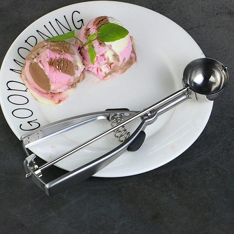 Amazon hot sell Ice Cream Scoop with Trigger Ice Cream Scooper Kitchen Tool Stainless Steel Meatball Ice cream Scoop Spoon