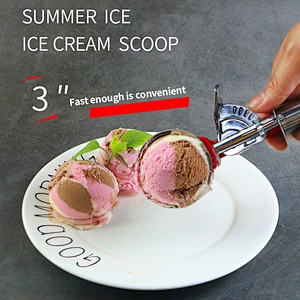 Hot Sales Ice Creem Scoop fruit ball digger Stainless Steel cake Spoon Non-Slip Grip Cookie Scoop Freezer Ice Creams Scoop Spoon