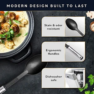 Amazon Hot Selling kitchen utensils supplier Cookware Sets Nylon kitchen  utensils Stainless steel handle Cooking Utensils Set