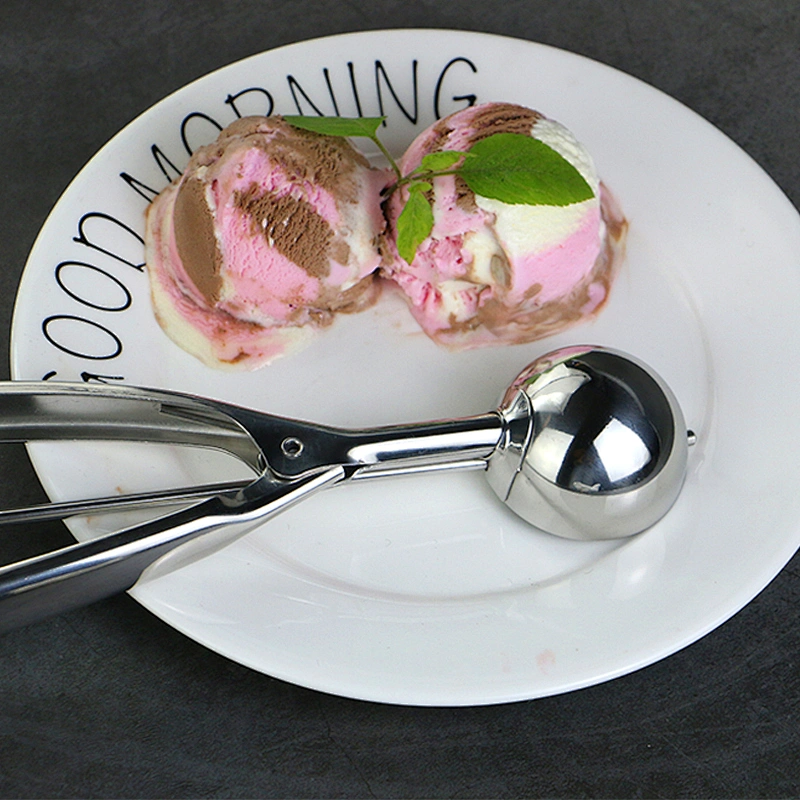 Stainless Steel Cookie Ice Cream Spoon Food Scooper with Easy Trigger Melon Fruit Baller Spoon Kitchen Ice Cream Scoop