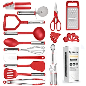 Amazon Hot Selling kitchen utensils supplier Cookware Sets Nylon kitchen  utensils Stainless steel handle Cooking Utensils Set