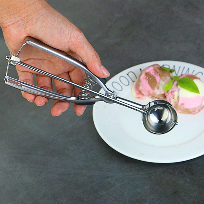 Amazon hot sell Ice Cream Scoop with Trigger Ice Cream Scooper Kitchen Tool Stainless Steel Meatball Ice cream Scoop Spoon