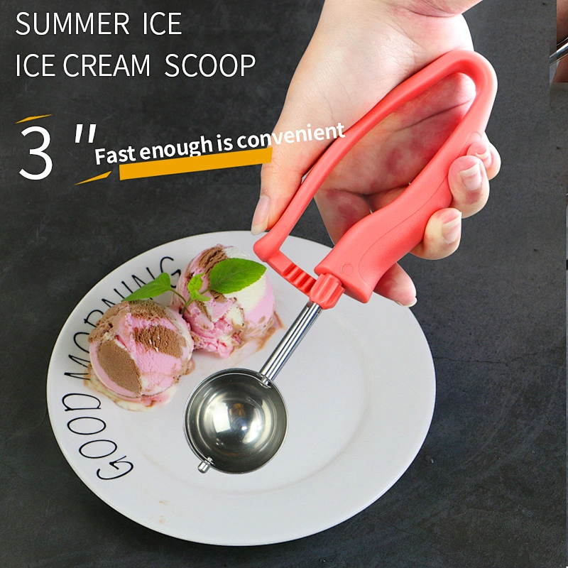Kitchen Accessories Stainless Steel Ice Cream Scoop Fruit Ball Scoop Watermelon Ball Cookie Trigger Scoop