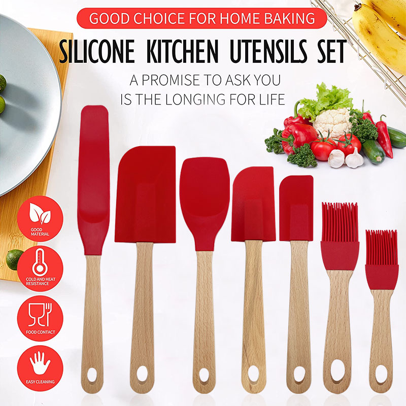 Amazon hot selling Silicone Spatula Set Kitchen Accessories Tools Heat Resistant Kitchen Spatula for baking and cooking Utensil