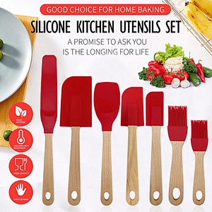 Amazon hot selling Silicone Spatula Set Kitchen Accessories Tools Heat Resistant Kitchen Spatula for baking and cooking Utensil
