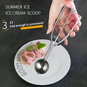 Amazon hot sell Ice Cream Scoop with Trigger Ice Cream Scooper Kitchen Tool Stainless Steel Meatball Ice cream Scoop Spoon