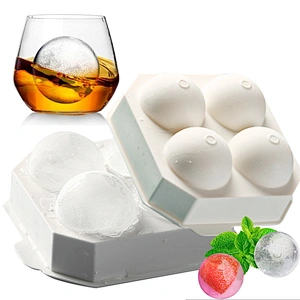 Amazon hot sale Easy Release 4 Ice Trays Ice Cube Molds Removable Lid Portable Ice ball cube Tray