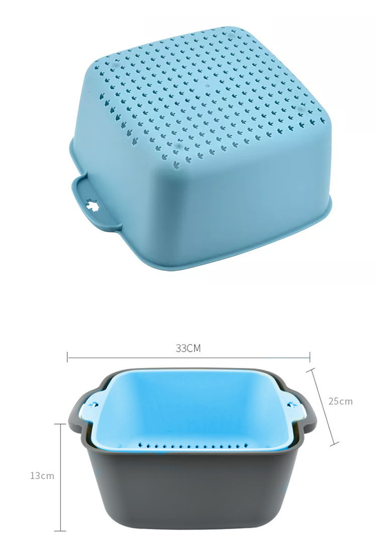 Kitchen Multi-Function Drain Basket For Cleaning,Draining and Double Layer Storing Fruits and Vegetables drain basket