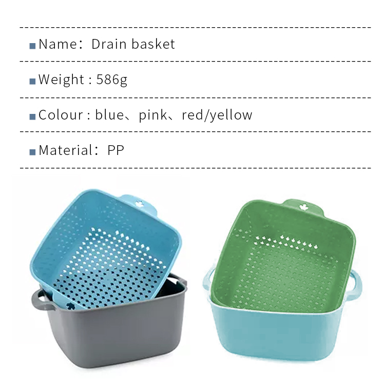 Kitchen Multi-Function Drain Basket For Cleaning,Draining and Double Layer Storing Fruits and Vegetables drain basket