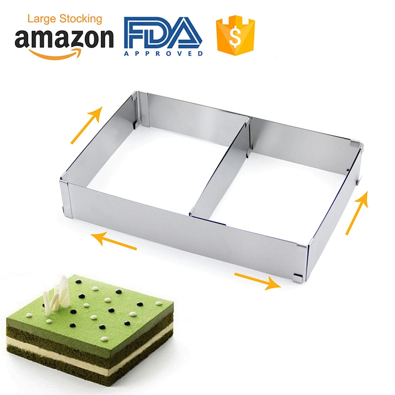 Hot sales professional big size stainless steel square adjustable cake mold