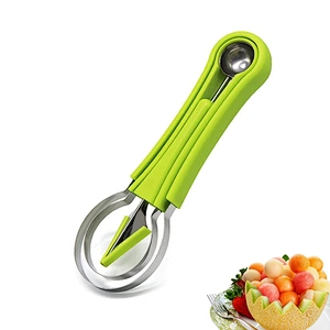 Stainless Steel Fruit Dig Ball Spoon Three-piece Multi-Function Fruit Carving Knife 3-in-1 Melon Baller Scoop