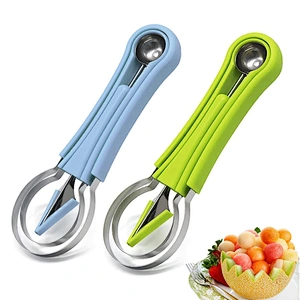 Stainless Steel Fruit Dig Ball Spoon Three-piece Multi-Function Fruit Carving Knife 3-in-1 Melon Baller Scoop