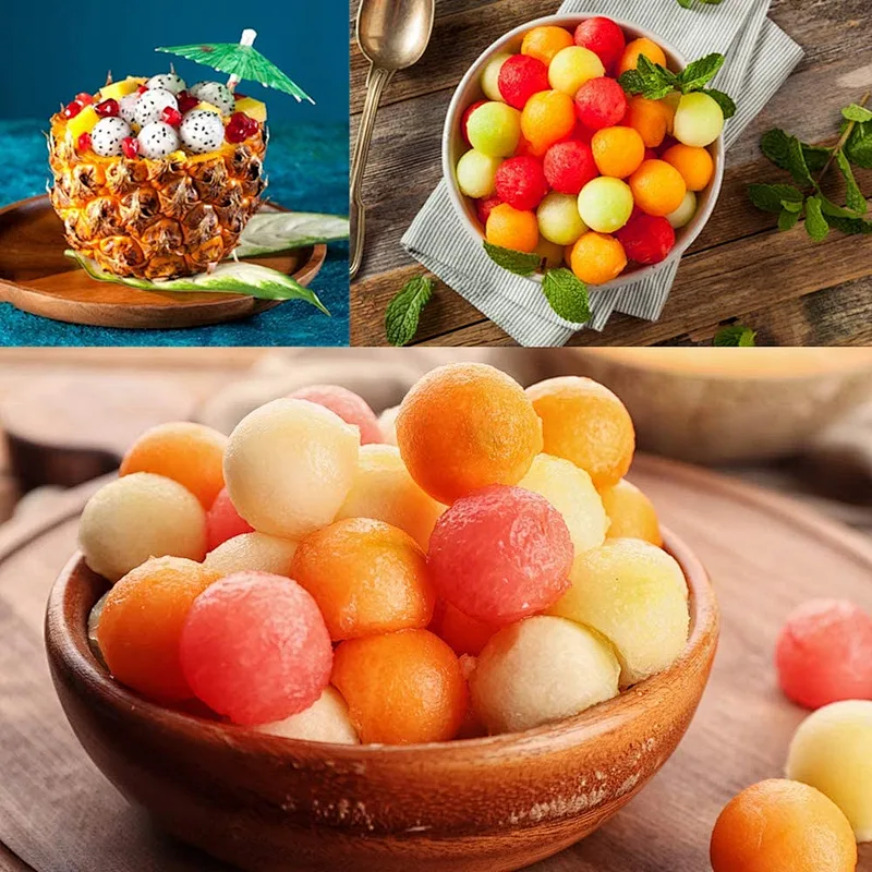 Stainless Steel Fruit Dig Ball Spoon Three-piece Multi-Function Fruit Carving Knife 3-in-1 Melon Baller Scoop