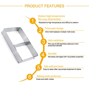 Hot sales professional big size stainless steel square adjustable cake mold