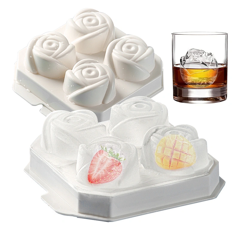Amazon hot sale 4 cavity Ice Trays Easy-Release Ice Cube mold with Spill-Resistant Removable Lid for Cocktail Freezer Ice Trays