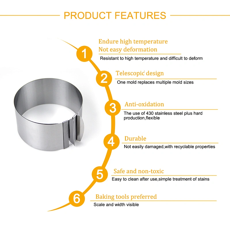 Amazon best seller professional 6.5'' stainless steel adjustable cake mold