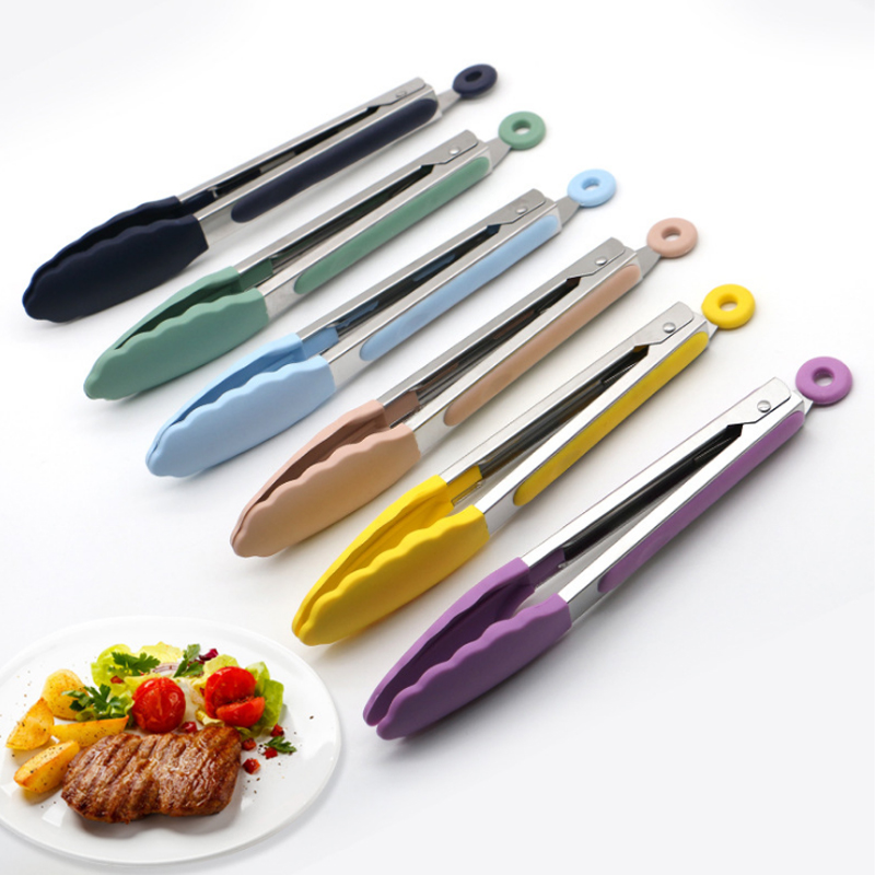 amazon top seller silicone kitchen utensil Heat resistant bbq tongs food clip for Grilling Serving Cooking kitchen gadget