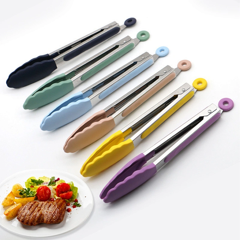 amazon top seller silicone kitchen utensil Heat resistant bbq tongs food clip for Grilling Serving Cooking kitchen gadget