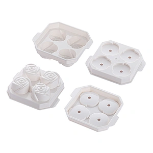Amazon hot sale 4 cavity Ice Trays Easy-Release Ice Cube mold with Spill-Resistant Removable Lid for Cocktail Freezer Ice Trays