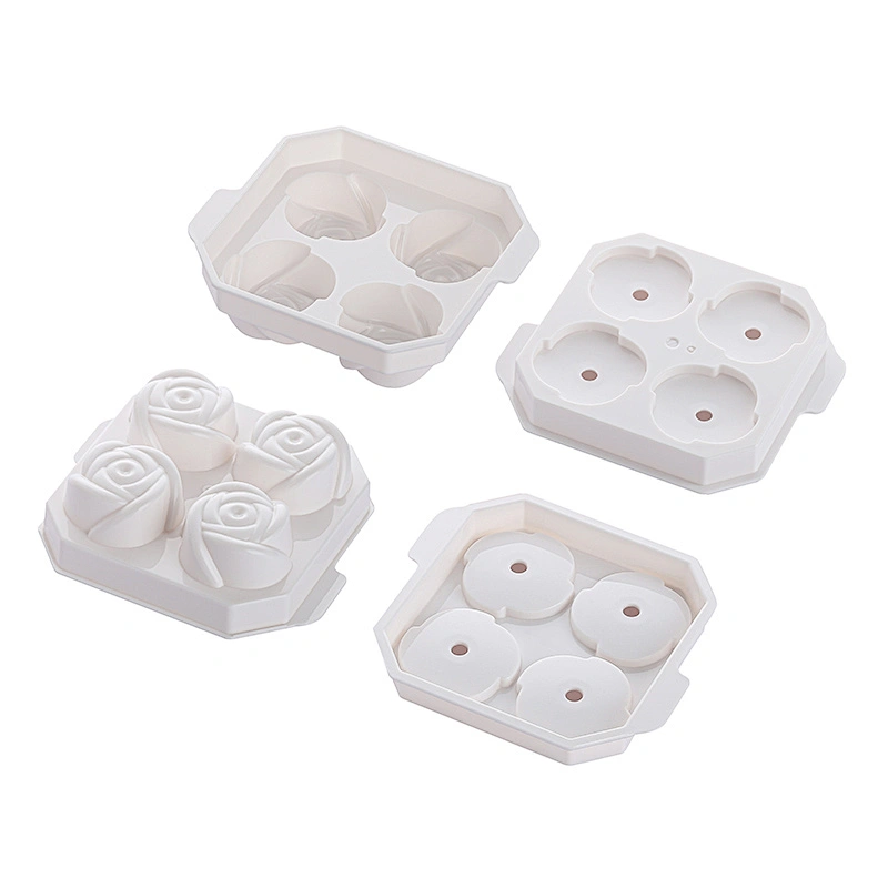 Amazon hot sale 4 cavity Ice Trays Easy-Release Ice Cube mold with Spill-Resistant Removable Lid for Cocktail Freezer Ice Trays