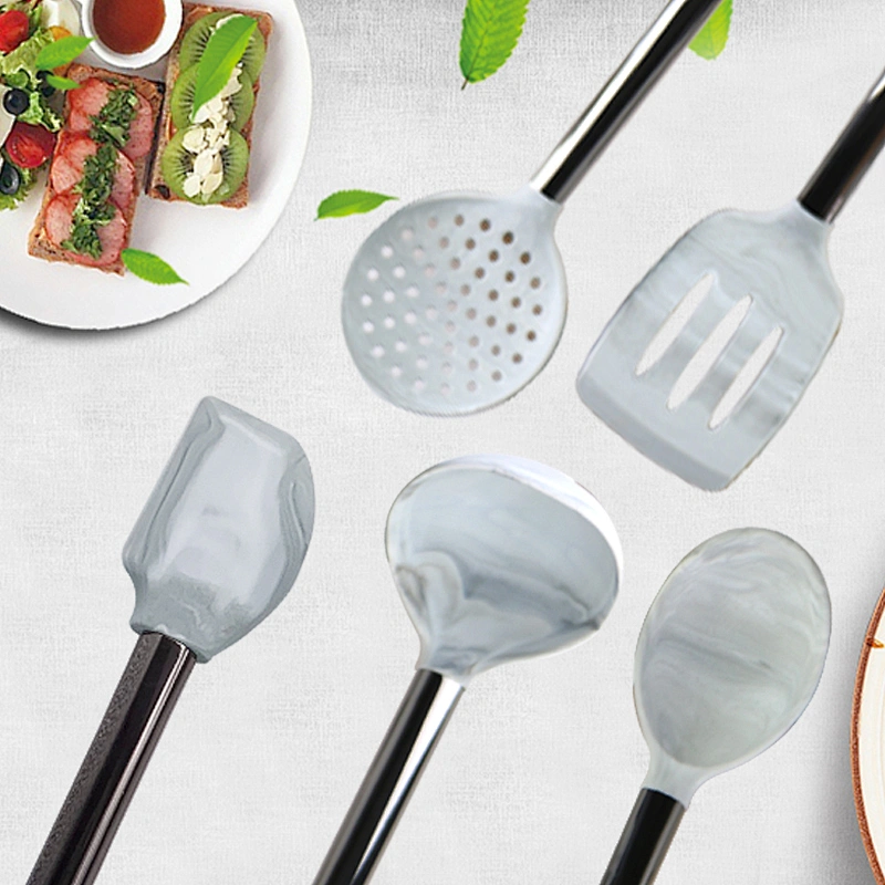 AMAZON TOP SELLER STAINLESS STEEL KITCHEN GADGETS KITCHEN UTENSILS 10 PCS MARBLE SILICONE COOKING UTENSILS SETS FOR KITCHEN