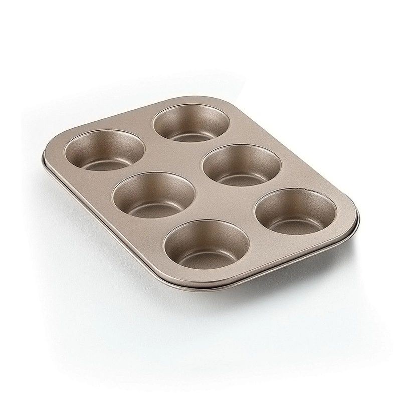 kitchen Wholesale Carbon Steel Cake Baking Tray Non-stick Bakeware 6 holes Baking Pan Molds