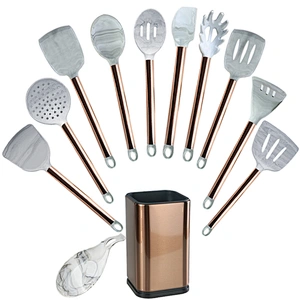 NEW PRODUCTS ROSE GOLD KITCHEN ACCESSORIES UTENSILS COCINA SILICONE KITCHEN UTENSIL SET FOR STAINLESS STEEL HANDLE