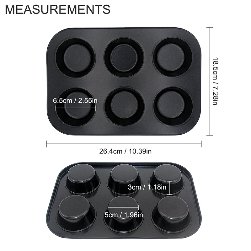 kitchen Wholesale Carbon Steel Cake Baking Tray Non-stick Bakeware 6 holes Baking Pan Molds