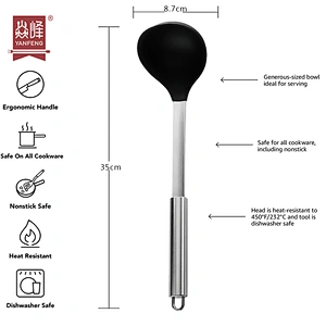 Amazon hot selling heat resistant silicone soup ladle silicone spoons non stick home kitchen cooking silicone kitchen ladle
