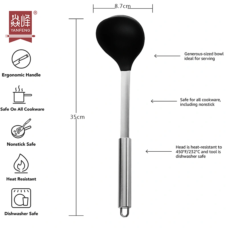 Amazon hot selling heat resistant silicone soup ladle silicone spoons non stick home kitchen cooking silicone kitchen ladle