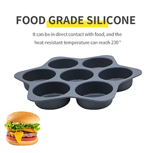 Amazon Hot Sell Eco-friendly Silicone Baking Bread Mold Burger Bun Mold Baking Tools Silicone Hamburger Mold