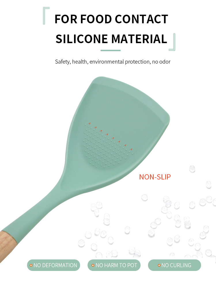 New Products Silicone High Quality Kitchen Turner Heat-resistant Non-slip Cooking Utensils Silicone Turner