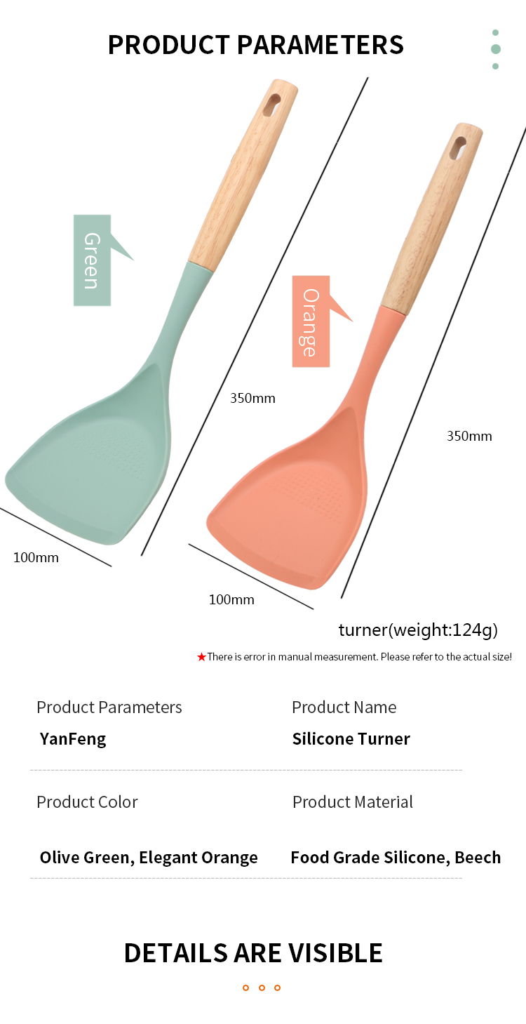 New Products Silicone High Quality Kitchen Turner Heat-resistant Non-slip Cooking Utensils Silicone Turner
