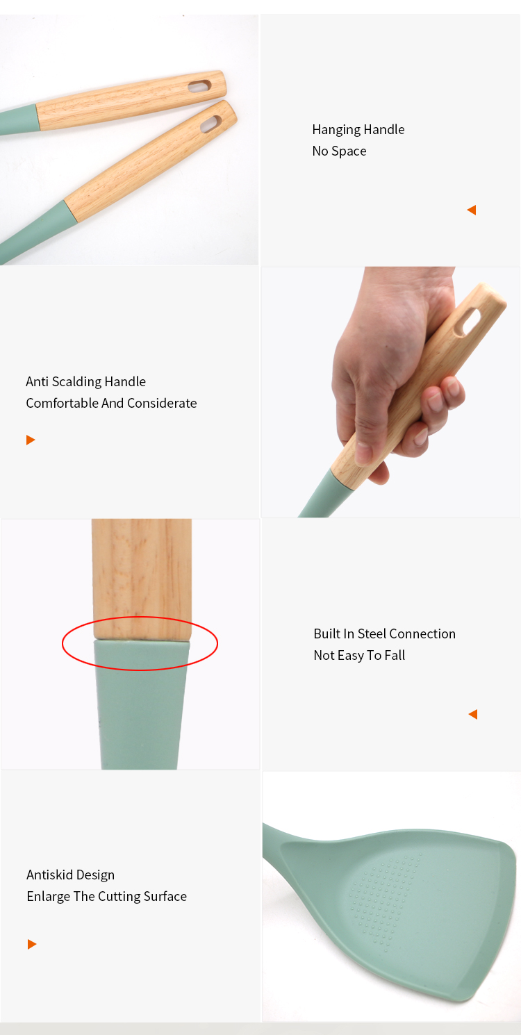 New Products Silicone High Quality Kitchen Turner Heat-resistant Non-slip Cooking Utensils Silicone Turner