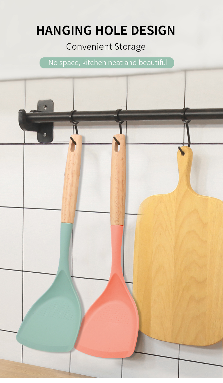 New Products Silicone High Quality Kitchen Turner Heat-resistant Non-slip Cooking Utensils Silicone Turner