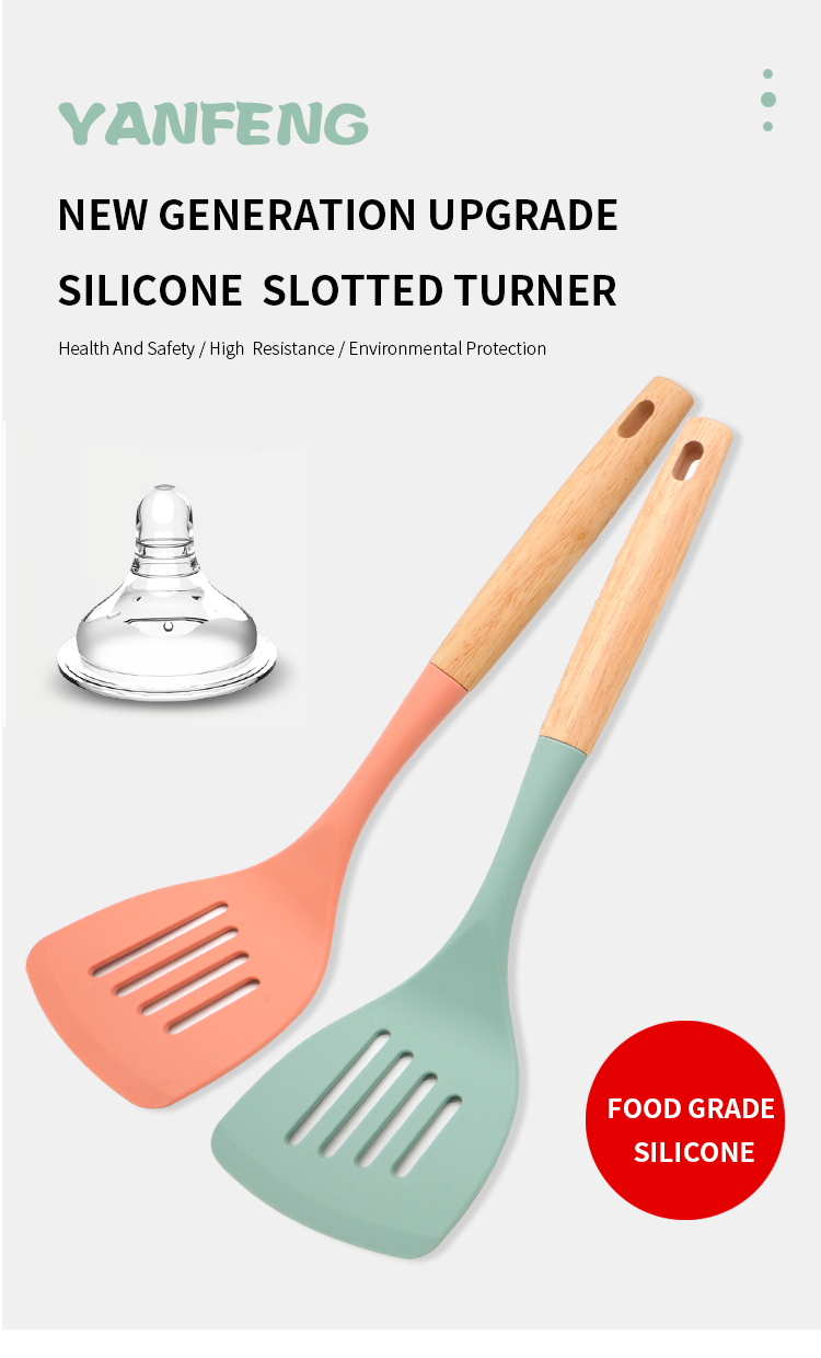 Home Gadgets Kitchen Accessories Kitchen Turners Heat Resistant Kitchen Utensils Silicone Slotted Turner